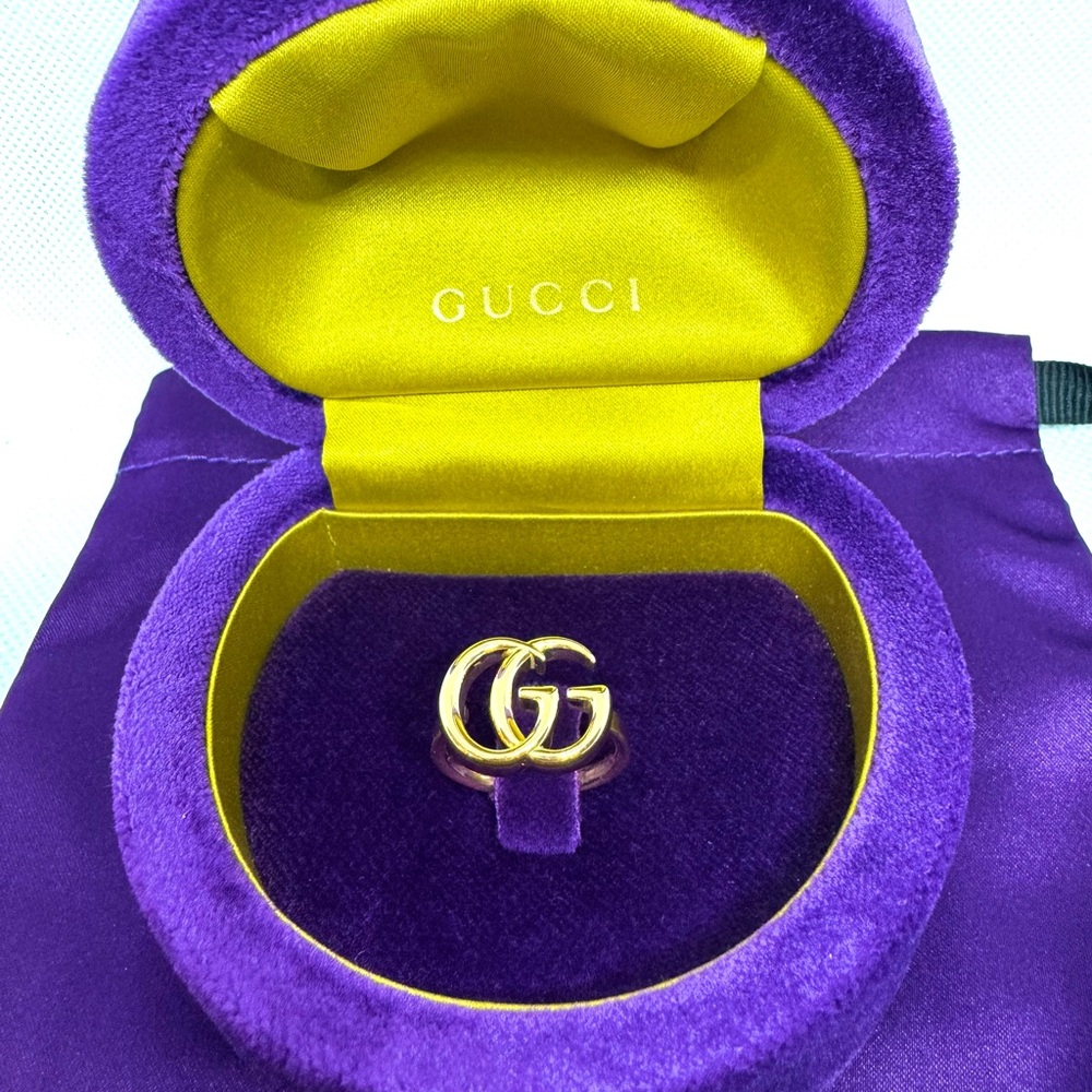 New! 100% Authentic 18k Gold Gucci Running G Ring (Large GG Version) Size 6.75